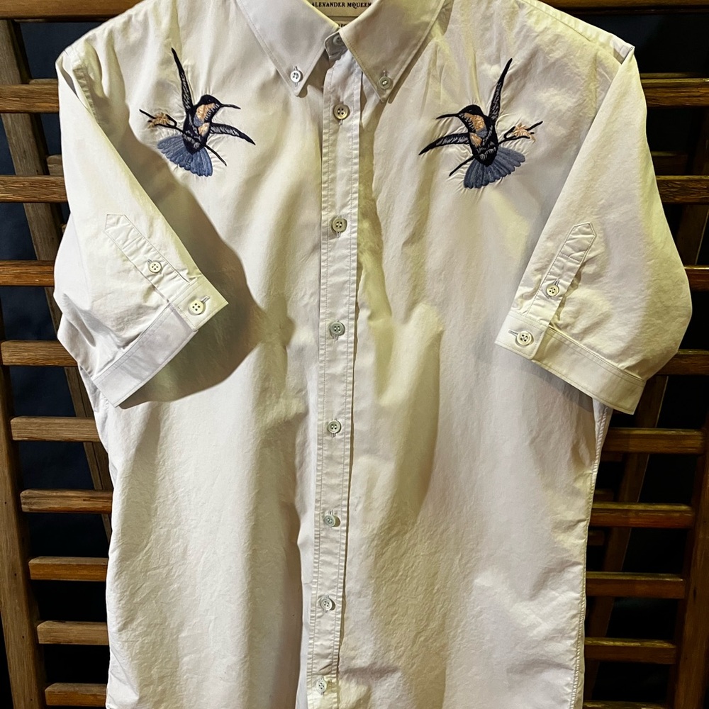 Alexander McQueen Cream Casual Button Down Shirt with Spider Embroidery